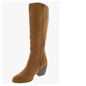 Style & Co. Women's Warrda Faux Suede Tan Calf Boots with Block Heel
